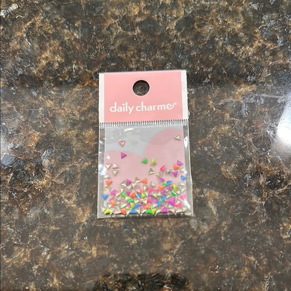 Daily Charme Nail Art Neon Rainbow Triangle Studs New Never Used
